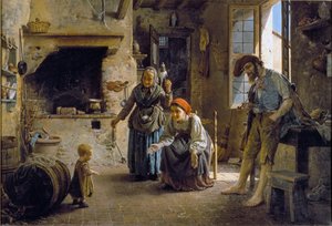 Ett barns första steg Målning av Gaetano Chierici (1838-1920) 1865 Dim 70x100 cm Genes, Galleria d
