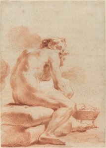 En ung man som värmer sig vid en brazier av Gaetano Gandolfi