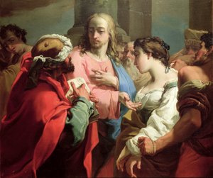 Kristus och kvinnan tagen i äktenskapsbrott (olja på duk) av Gaetano Gandolfi
