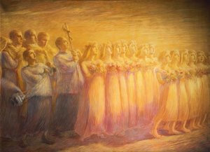 Begravning av en jungfru, av Gaetano Previati