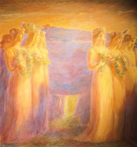 Begravning av en jungfru, av Gaetano Previati