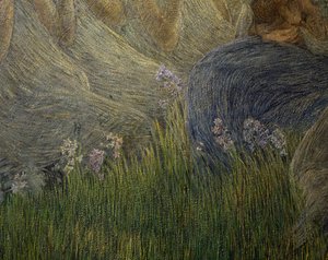 Gräs och blommor, detaljer från The Maternity av Gaetano Previati