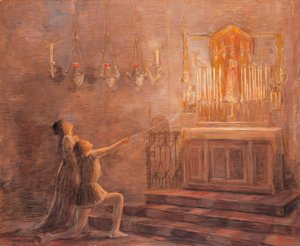 Ugo och Parisina i Loreto-kapellet av Gaetano Previati
