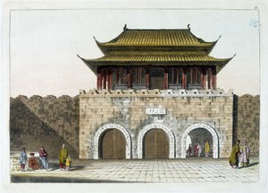 Porten till det kejserliga palatset i Peking (den förbjudna staden) - från "Ancient and Modern Costume" av Ferrario, ed. Milano