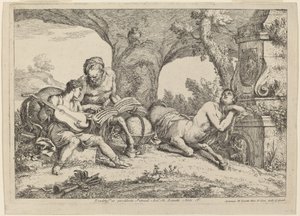 Chiron undervisar i musik till Achilles av Gaetano Zompini after Giovanni Benedetto Castiglione