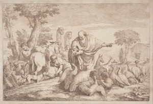 Noah som leder djuren till arken av Gaetano Zompini, after Giovanni Benedetto Castiglione