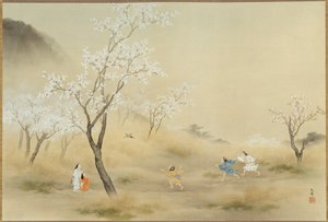 No-asobi (Playing in the Field), c.1905 (bläck och färg på papper) av Gaho Hashimoto