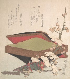 Plommonblommor och kakask, 1819. av Gakutei