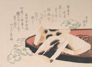Rostad Mochi en sorts rismat som användes under nyårssäsongen, 1800-talet. av Gakutei