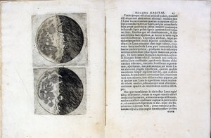 Blad av bok Sidereus Nuncius Sidereal Messenger av Galileo Galilei, 1610