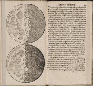 Blad av bok Sidereus Nuncius Sidereal Messenger av Galileo Galilei, 1610