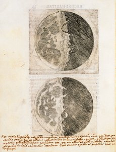 Sidereus Nuncius (Starry Messenger) med ritningar av månens faser och yta av Galileo Galilei