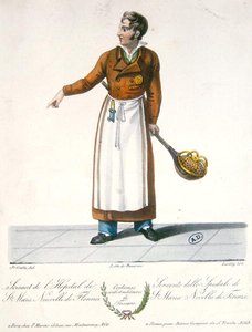 En tjänare på Santa Maria Novella-sjukhuset i Florens, tidigt artonhundratalet (litho i färg) av Galli (after)