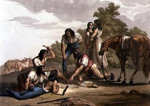 Spanska herdar i Paraguay (färg litho) av Gallo Gallina