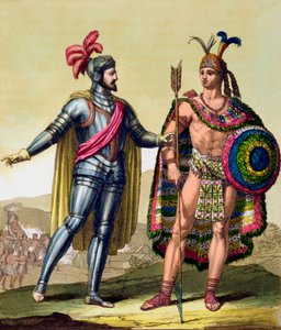 Mötet mellan Hernando Cortes och Montezuma II, Mexiko, 1519 c1820-1839
