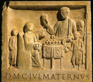 Relief som visar högtid, romersk civilisation av Gallo Roman