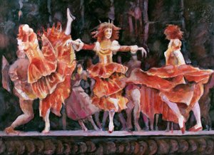 Scen från Romeo och Julia, Royal Ballet, Covent Garden (wc på papper)