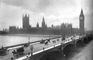 Houses of Parliament och Westminster Bridge, 1919