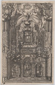 Katafalk för Ferdinand, från en oidentifierad bok, ca. 1660-95. av Gaspar Bouttats