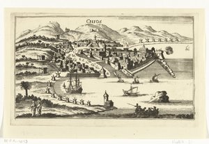 Utsikt över Chios Topografiska bilder av hamnar, städer och öar i Medelhavet (serietitel) av Gaspar Bouttats