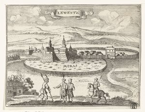 Utsikt över Levice Topografiska bilder av Österrike, Ungern och Balkan (serietitel) Kort beskrivning, och aen-wysinghe der plaetsen in desen boeck, med deras teghen ord, stående, relevant uyt-ghebeldt, i Oostenryck (serien