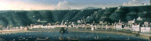 Utsikt över Neapel från havet med Castel dellOvo och förorten Chiaia, 1731
