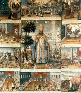 Altartavla över Sankt Nikolaus av Myra eller Bari (270-345) av Gaspar Miguel de Berrio