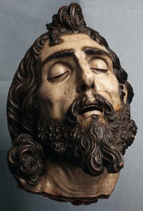Huvud av Johannes Döparen (målat trä)