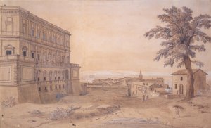 Palazzo Farnese på Caprarola (bläck & tvätt på papper) av Gaspar van Wittel