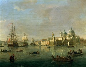 Utsikt över Venedig med Giudecca och tullhuset, av Gaspar van Wittel (1652 eller 1653-1736), olja på duk, 27x42 cm, detalj av Gaspar van Wittel