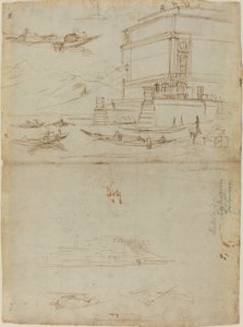 Studier av Lago Maggiore och och ingången till ett Palazzo av Gaspar van Wittel