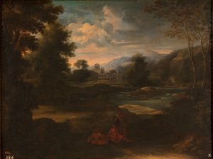 Dughet - Landskap med tre figurer, 1648 - 1650