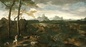 Landskap med en herde och getter, ca. 1635.