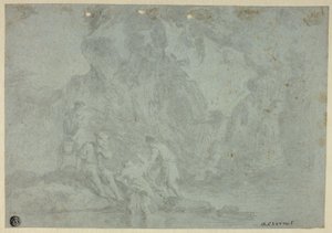 Klippigt landskap med figurer av Gaspard Dughet
