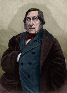Porträtt av Gioachino (Gioacchino) Rossini (1792-1868), italiensk kompositör gravyr efter fotografi av Nadar.