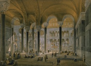 Haghia Sophia, tavla 6: det norra skeppet, graverad av Louis Haghe (1806-85), publicerad 1852. av Gaspard Fossati