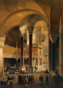 Hagia Sophia, skylt 8: Imperial Gallery och låda, graverad av Louis Haghe (1806-85) publicerad 1852