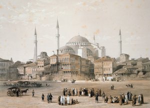 Hagia Sophia (tavla 25) före restaurering, graverad av Louis Haghe (1806-85) publicerad 1852