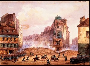 Scen från 1848 års revolution, Culture Sainte Catherine Street barrikaden i februari månad, av Gobaut, Frankrike av Gaspard Gobaut