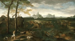 Landskap med herdsman och getter, ca 1635 (olja på duk) av Gaspard Poussin Dughet