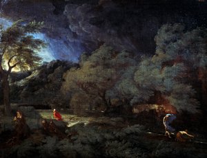 Stormigt landskap (olja på duk)