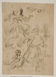 Madonna och barn i molnen, med St John of Nepomuk nedanför