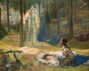 Uppenbarelsen. Brunhilde ser Siegmund och Sieglinde, 1893