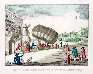Mottagandet av bröderna Robert av prinsen av Ghistelles 1784, 1887 av Gaston Tissandier