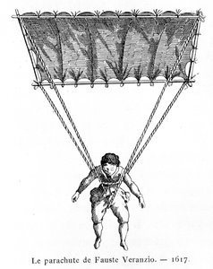 Fauste Veranzios fallskärm, 1617, 1887 av Gaston Tissandier