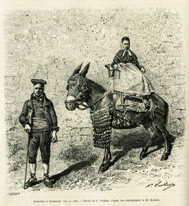 Andorra och Andorra. Gravyr av G.Vuillier, för att illustrera berättelsen Le val d