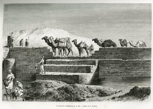 Abdallahs reservoar (Saudiarabien). Gravyr av G. Vuillier, för att illustrera berättelsen "" pelerinage au Nedjed, den arabiska rasens vagga", av Lady Anna Blunt, 1878-1879, publicerad i Tour du monde, under ledning av Edouard Charton (1807- 18 av Gaston Vuillier