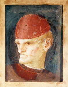Italien, Varallo, Fragment av fresk av ett huvud av Gaudenzio Ferrari