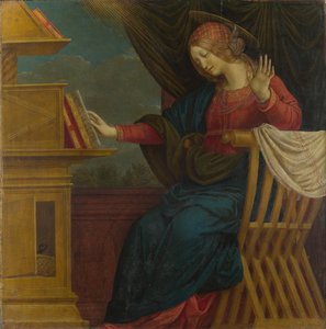 Jungfru Maria-panelen från en altartavla: Bebådelsen, före 1511 av Gaudenzio Ferrari