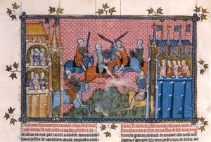 Scen från Lancelot of the Lakes romantik av Gautier